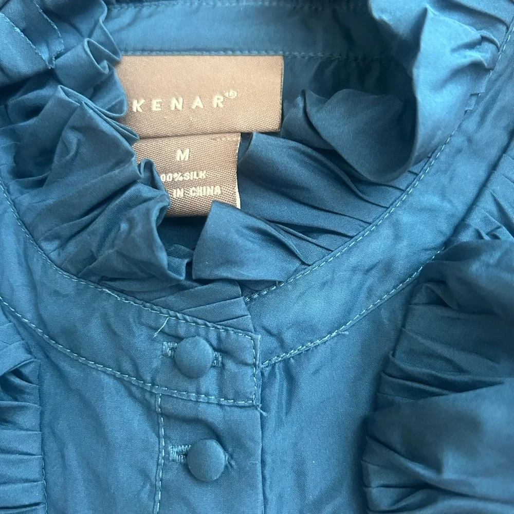 Kenar Silk Ruffle Collar Sleeveless Blouse Women’s Size Medium - Picture 6 of 8